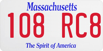 MA license plate 108RC8