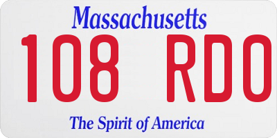 MA license plate 108RD0