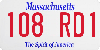 MA license plate 108RD1