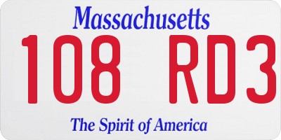 MA license plate 108RD3