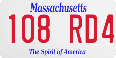 MA license plate 108RD4