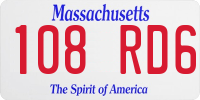 MA license plate 108RD6