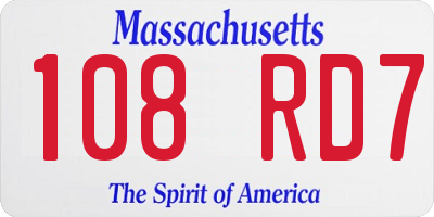 MA license plate 108RD7