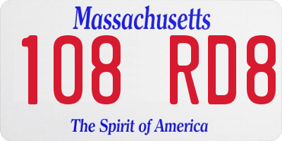 MA license plate 108RD8