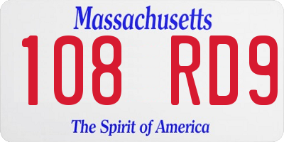 MA license plate 108RD9