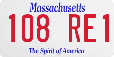 MA license plate 108RE1