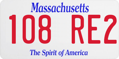 MA license plate 108RE2