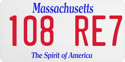 MA license plate 108RE7