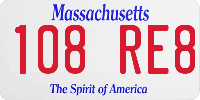 MA license plate 108RE8