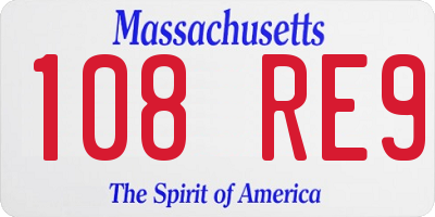 MA license plate 108RE9