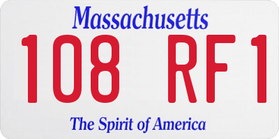 MA license plate 108RF1