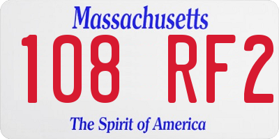 MA license plate 108RF2