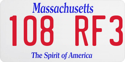MA license plate 108RF3