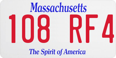 MA license plate 108RF4