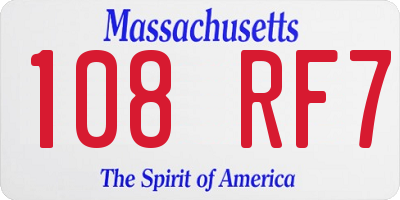 MA license plate 108RF7