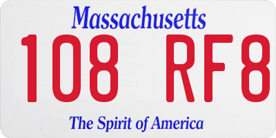 MA license plate 108RF8