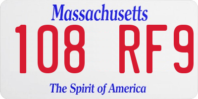 MA license plate 108RF9