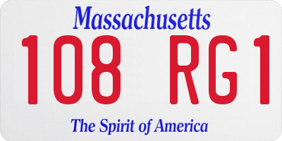 MA license plate 108RG1