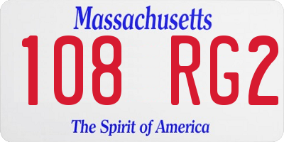 MA license plate 108RG2