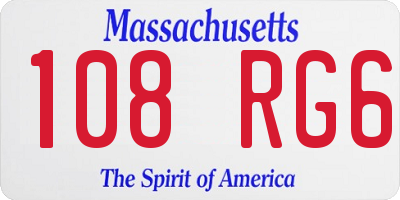 MA license plate 108RG6