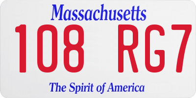 MA license plate 108RG7