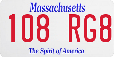 MA license plate 108RG8