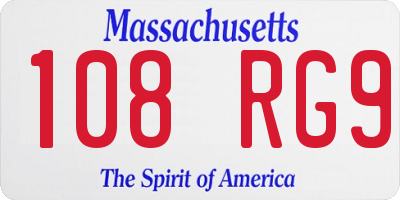 MA license plate 108RG9