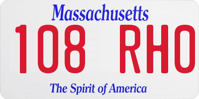 MA license plate 108RH0