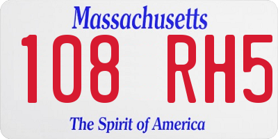 MA license plate 108RH5