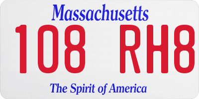 MA license plate 108RH8