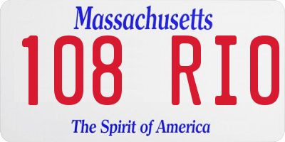 MA license plate 108RI0
