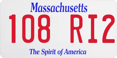 MA license plate 108RI2