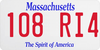 MA license plate 108RI4