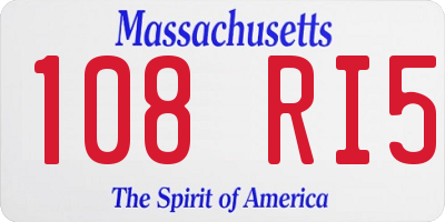 MA license plate 108RI5