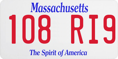 MA license plate 108RI9