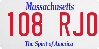 MA license plate 108RJ0