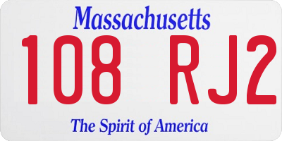MA license plate 108RJ2