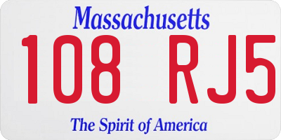 MA license plate 108RJ5