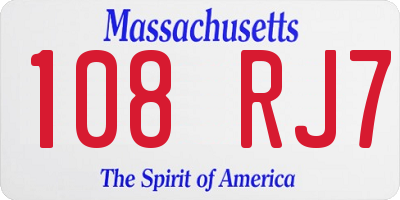 MA license plate 108RJ7
