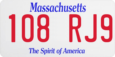 MA license plate 108RJ9