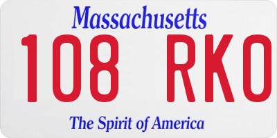 MA license plate 108RK0