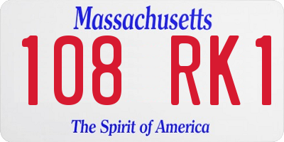MA license plate 108RK1