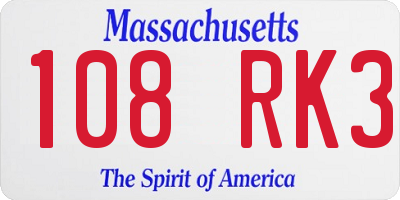 MA license plate 108RK3