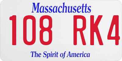 MA license plate 108RK4