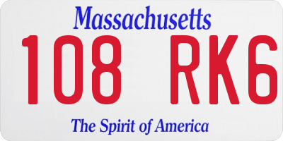 MA license plate 108RK6