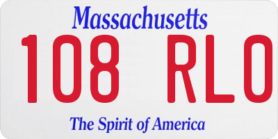 MA license plate 108RL0
