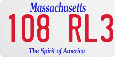MA license plate 108RL3