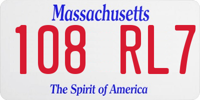 MA license plate 108RL7