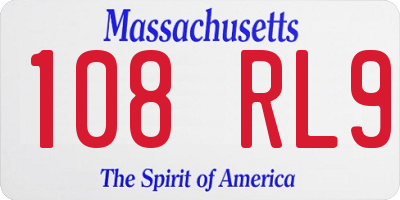 MA license plate 108RL9