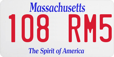 MA license plate 108RM5